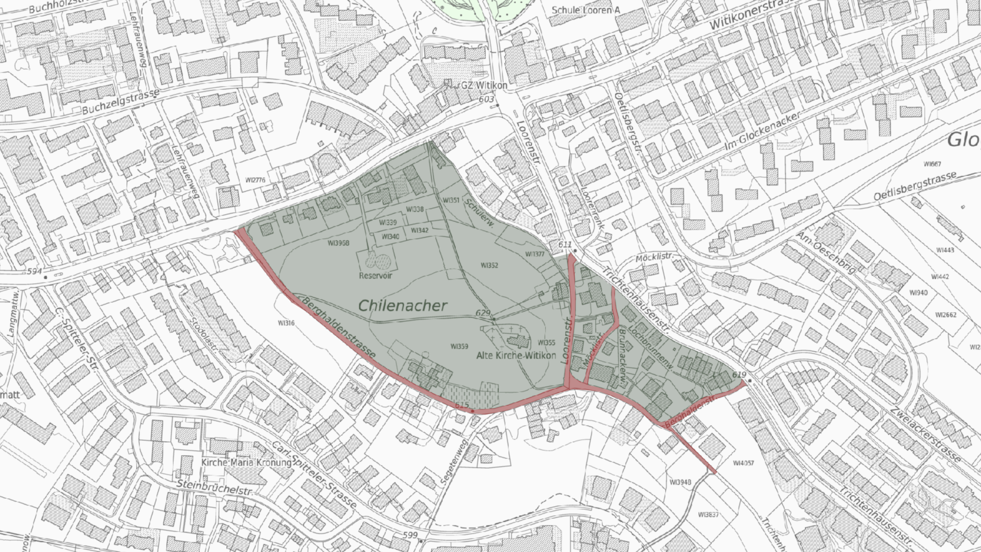 Perimeter-Karte der Begegnungszone Witikon